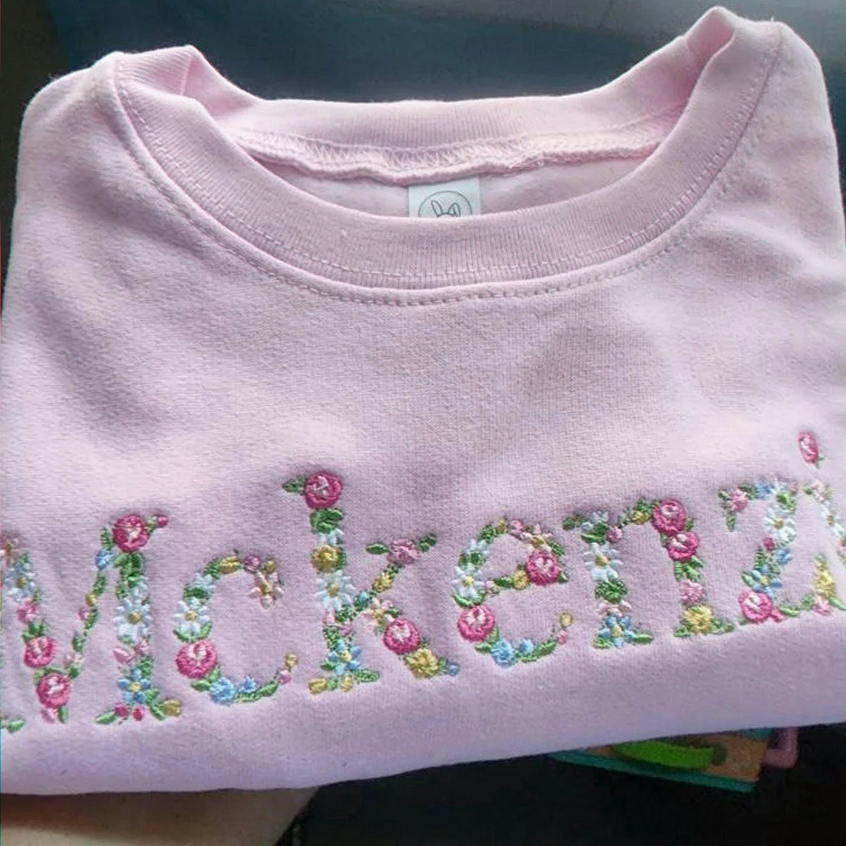 Embroidered Floral Name Toddler Sweatshirt for Baby Girls, Personalized Gift for Baby