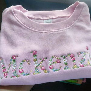 Embroidered Floral Name Toddler Sweatshirt for Baby Girls, Personalized Gift for Baby