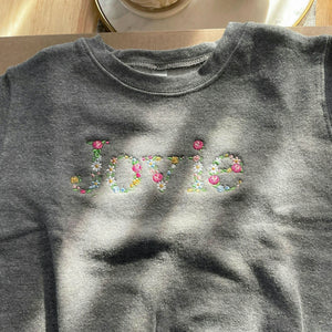 Embroidered Floral Name Toddler Sweatshirt for Baby Girls, Personalized Gift for Baby