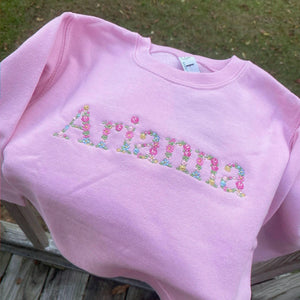 Embroidered Floral Name Toddler Sweatshirt for Baby Girls, Personalized Gift for Baby