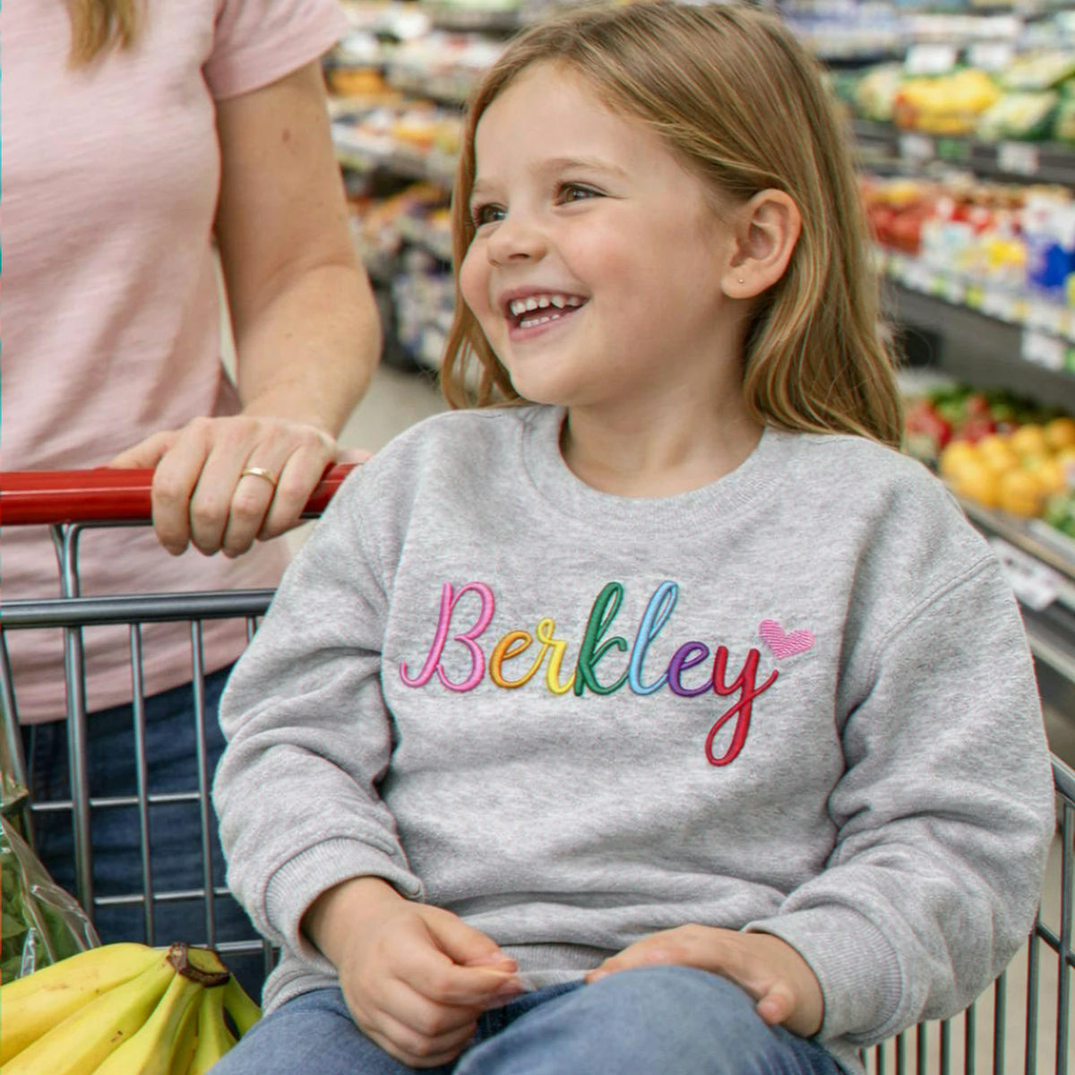 Personalized Rainbow Name Toddler Sweatshirt - Embroidered Gift for Baby Girl
