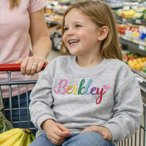 Personalized Rainbow Name Toddler Sweatshirt - Embroidered Gift for Baby Girl