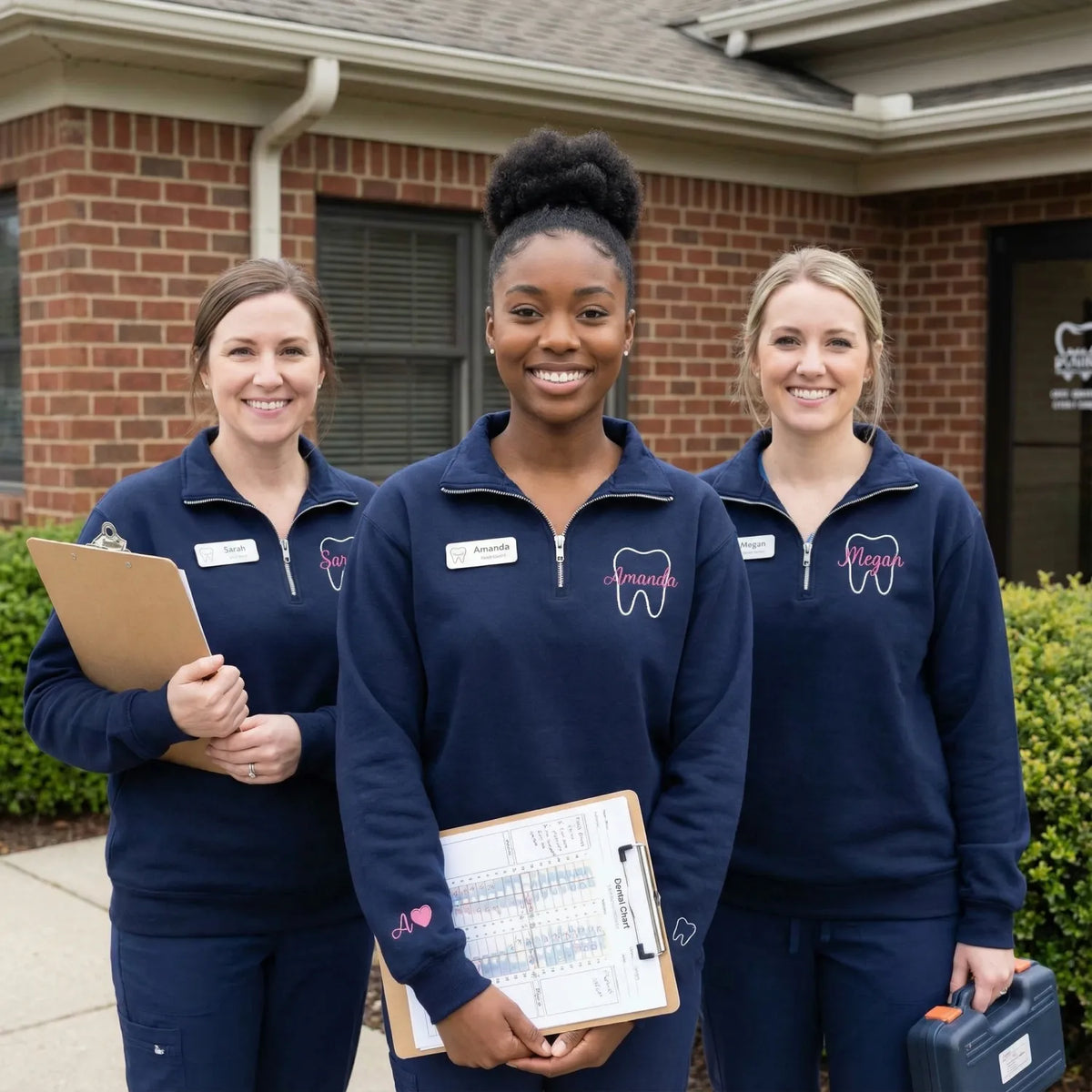 Personalized Embroidered Tooth Dental Hygienist Quarter Zip Sweatshirt, Orthodontist Sweatshirt, Dental Assistant Gift