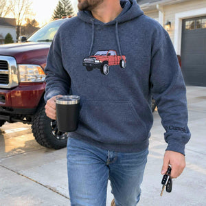 Custom Embroidered Trucker Hoodie from Your Photo, Personalized Gift for Truck Lover
