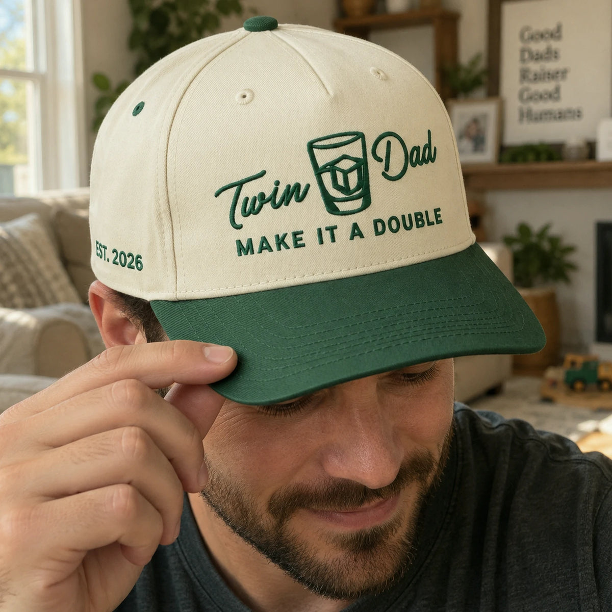 Twin Dad Make It A Double Snapback Hat - Embroidered Gift with New Dad Cap