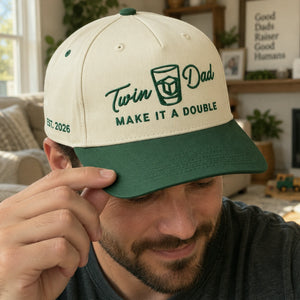 Twin Dad Make It A Double Snapback Hat - Embroidered Gift with New Dad Cap