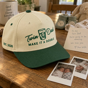 Twin Dad Make It A Double Snapback Hat - Embroidered Gift with New Dad Cap