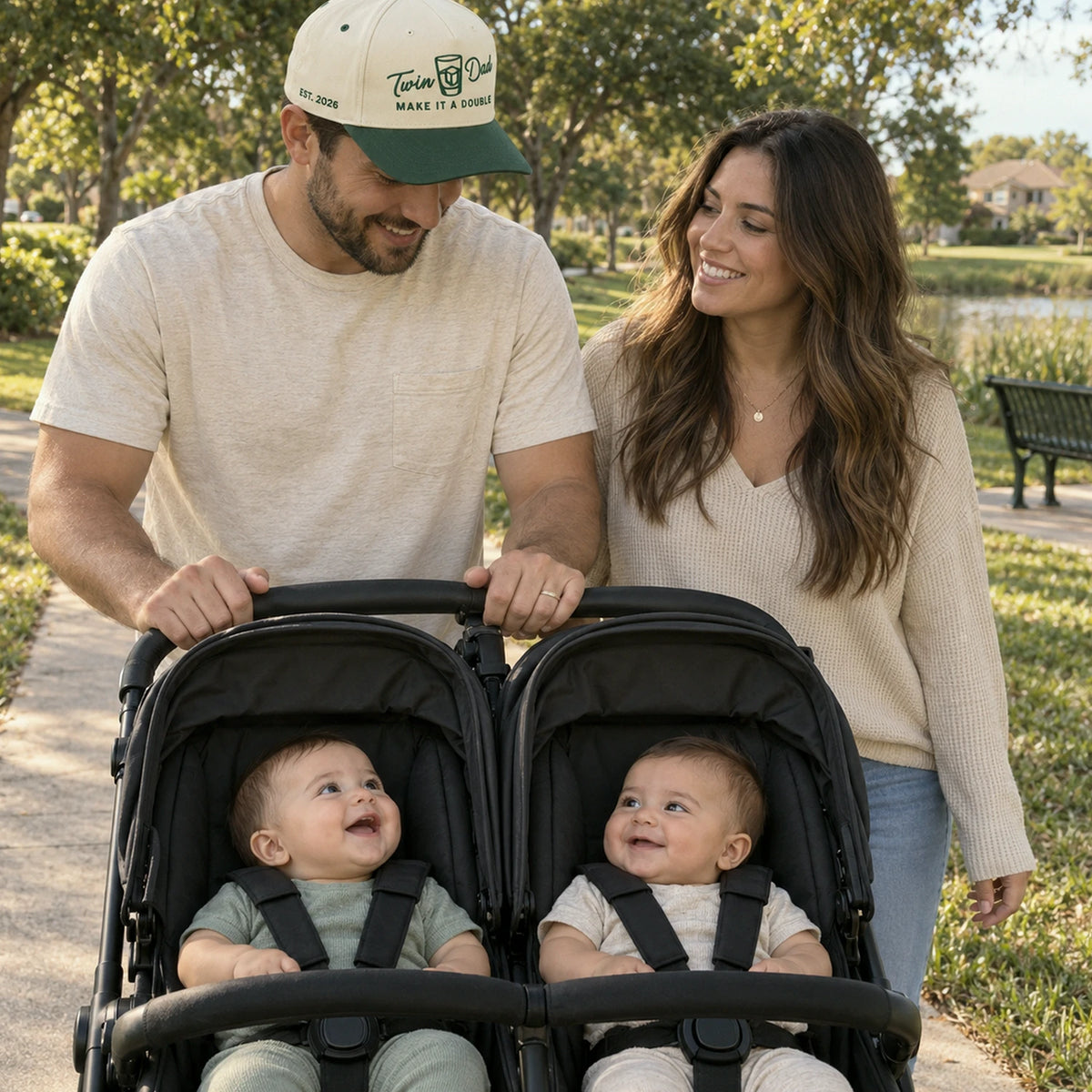 Twin Dad Make It A Double Snapback Hat - Embroidered Gift with New Dad Cap