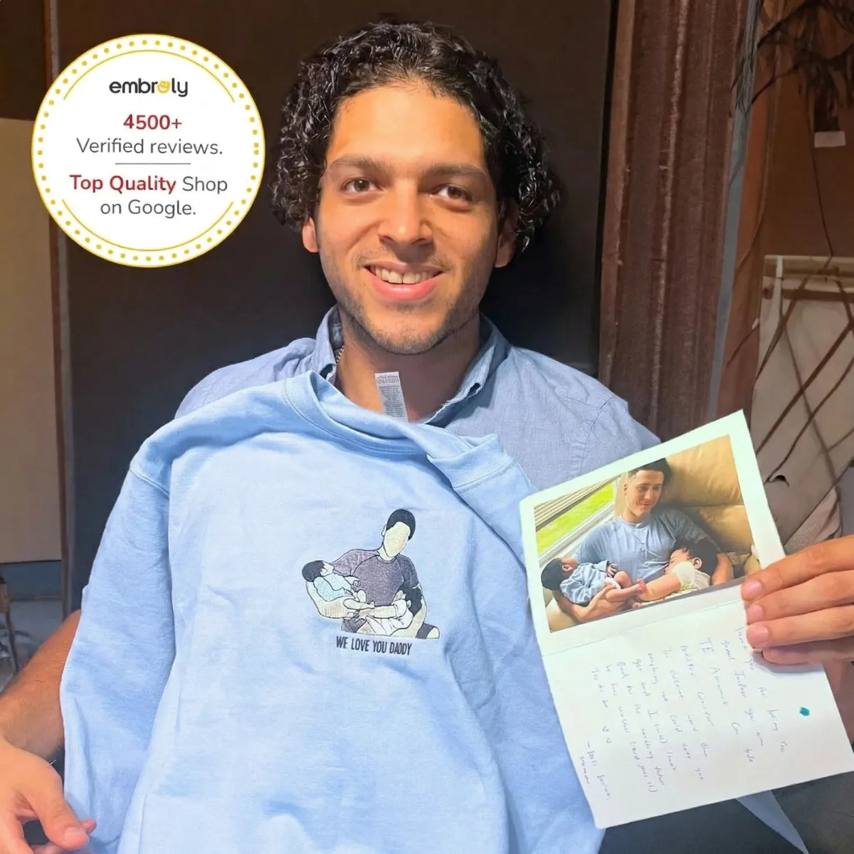 Girldad Photo Portrait Sweatshirt, Personalized Embroidered Hoodie for Father's Day