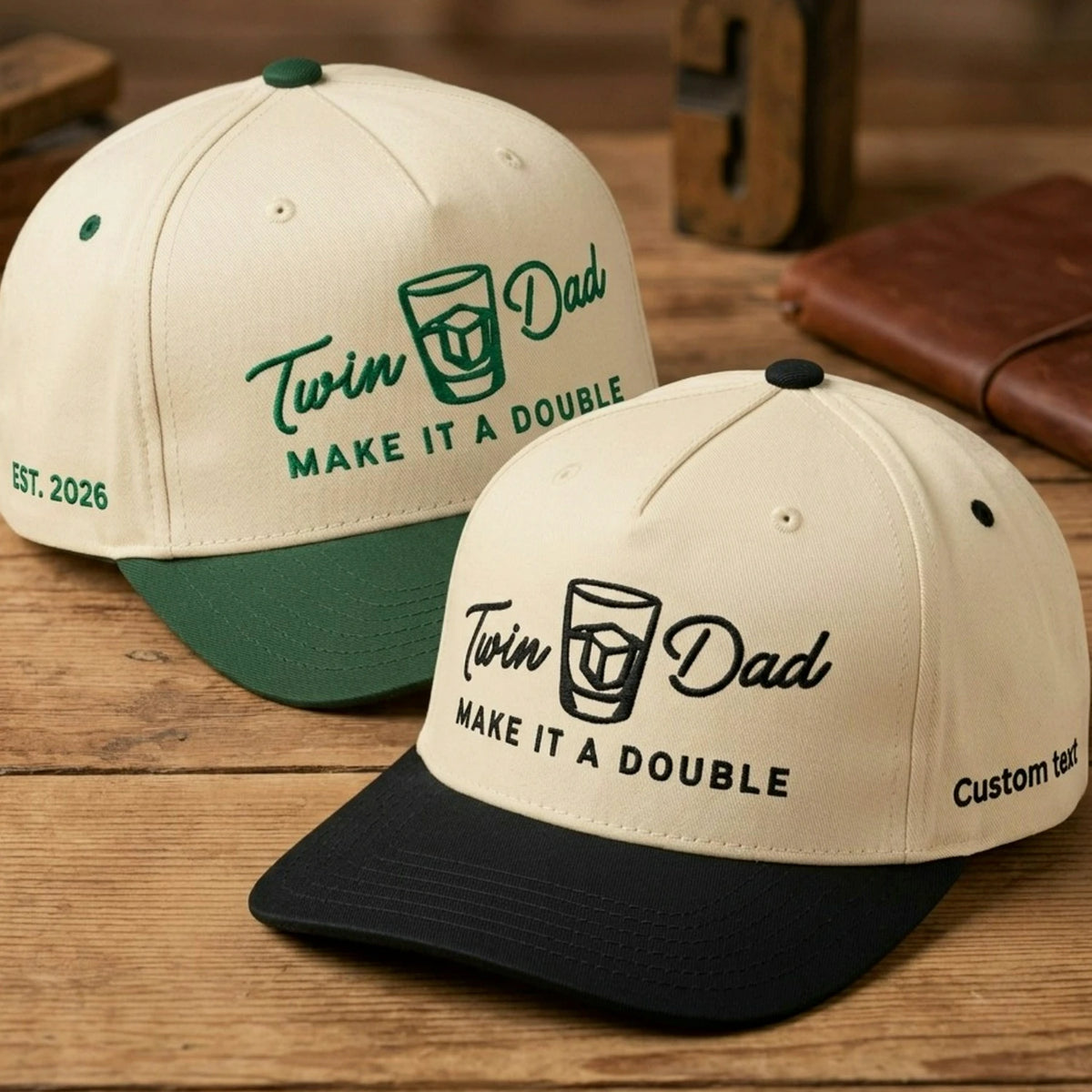 Twin Dad Make It A Double Snapback Hat - Embroidered Gift with New Dad Cap