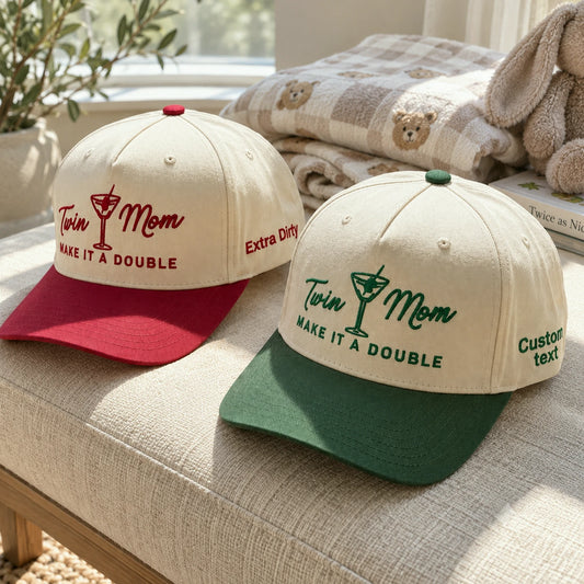 Twin Mom Make It A Double Snapback Hat - Embroidered Gift for expecting Twin Mom Friend