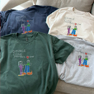 Custom Kids Drawing for Uncle Birthday T-Shirt, Embroidered Drawing from Photo Gift For Uncle from Niece