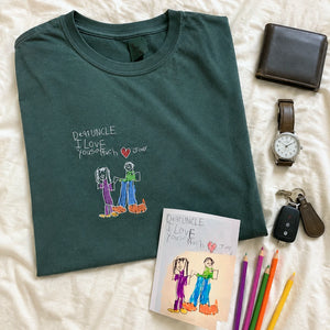 Custom Kids Drawing for Uncle Birthday T-Shirt, Embroidered Drawing from Photo Gift For Uncle from Niece