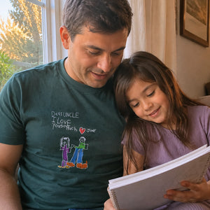 Custom Kids Drawing for Uncle Birthday T-Shirt, Embroidered Drawing from Photo Gift For Uncle from Niece