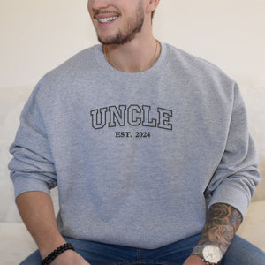 Custom Embroidered Uncle Sweatshirt with Nephews Names on Sleeve