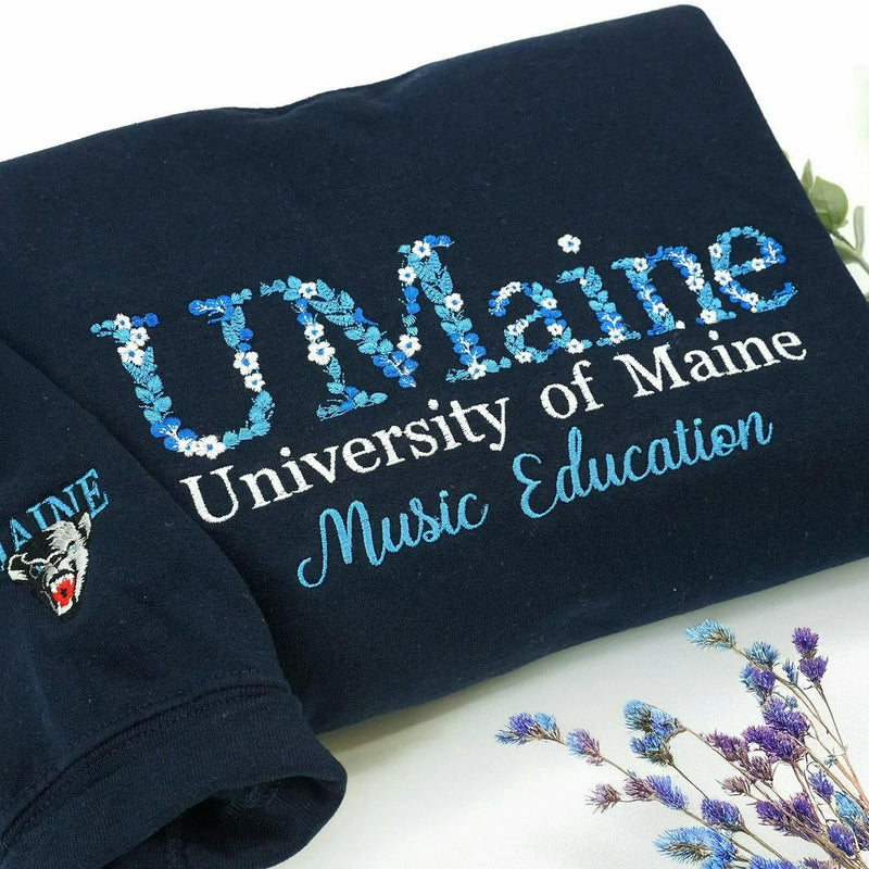 Custom Embroidered Floral College Sweatshirt for Sorority, Alumni & Graduation Gifts, College Spirit Sweatshirt Gift
