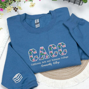 Custom Floral Embroidered College Hoodie, Personalized University Graduation or Alumni Gift