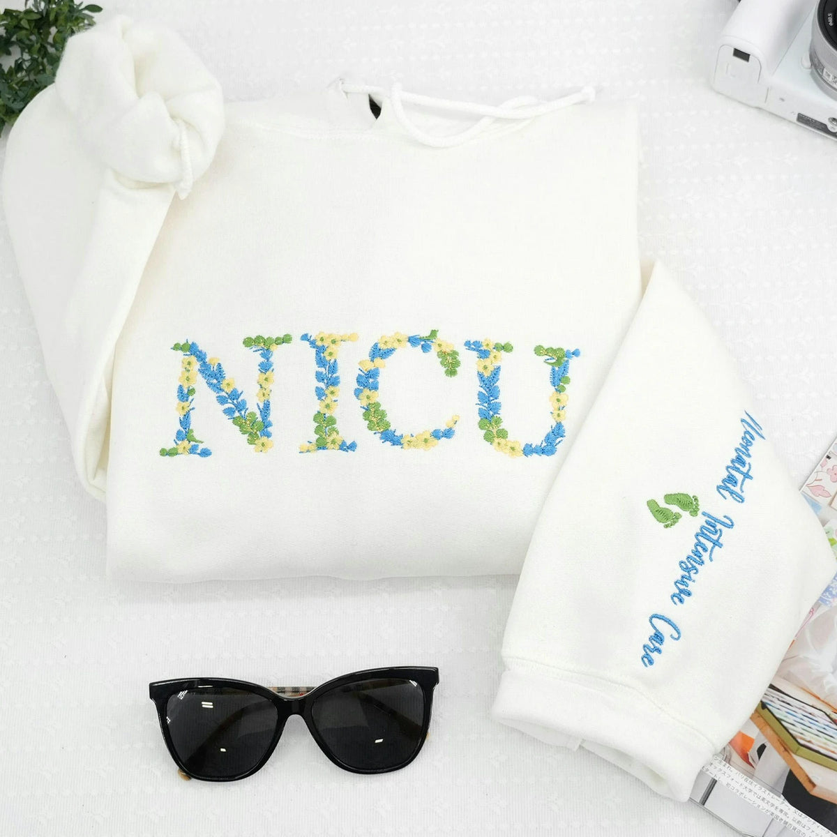 Custom Embroidered Floral College Sweatshirt for Sorority, Alumni & Graduation Gifts, College Spirit Sweatshirt Gift