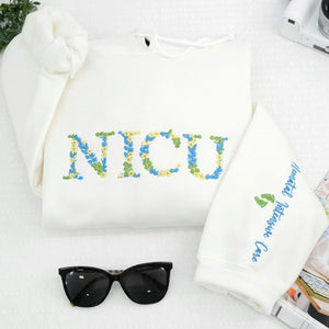 Custom Embroidered Floral College Sweatshirt for Sorority, Alumni & Graduation Gifts, College Spirit Sweatshirt Gift