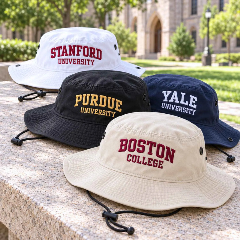 Custom University Bucket Hats - Embroidered College Logo, Name Booney Hat, Gifts for College Student