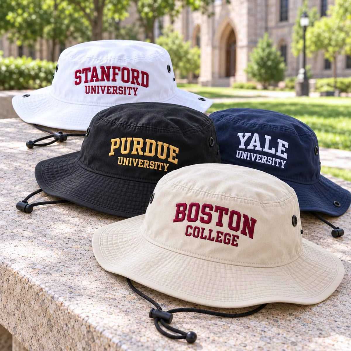 Custom University Bucket Hats - Embroidered College Logo, Name Booney Hat, Gifts for College Student