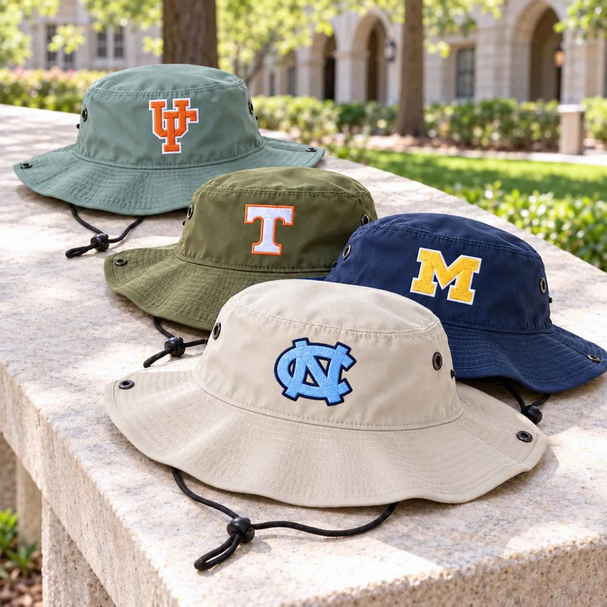 Custom University Bucket Hats - Embroidered College Logo, Name Booney Hat, Gifts for College Student