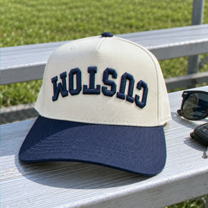 Upside Down Custom Puff Text Snapback Hats - 3D Embroidered Your Text, Name, Logo on Front, Side & Back