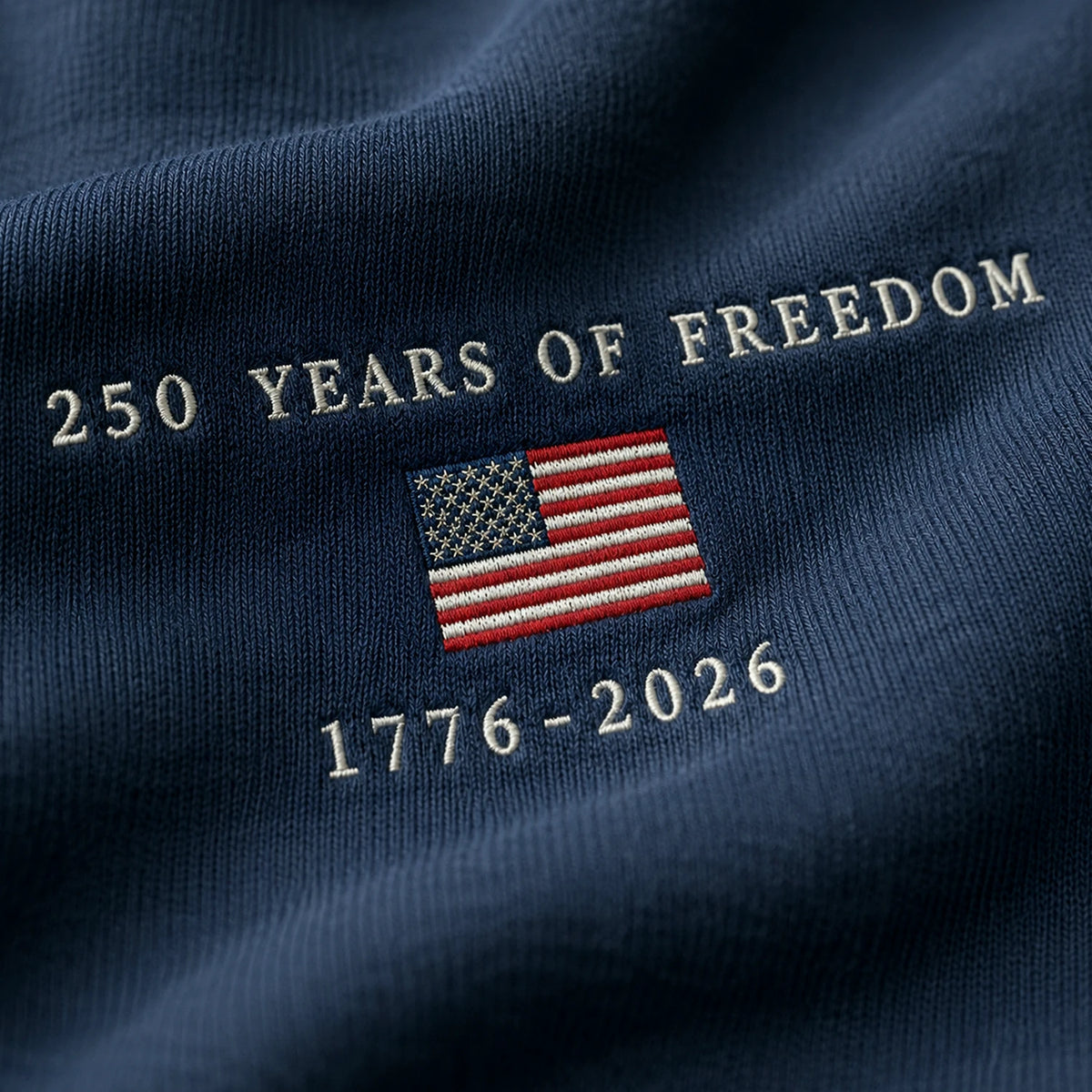 USA 250 Years Embroidered T-Shirt - America 250th Anniversary, Independence Day Tee