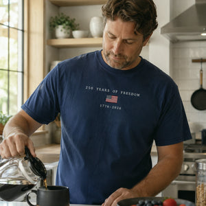 USA 250 Years Embroidered T-Shirt - America 250th Anniversary, Independence Day Tee