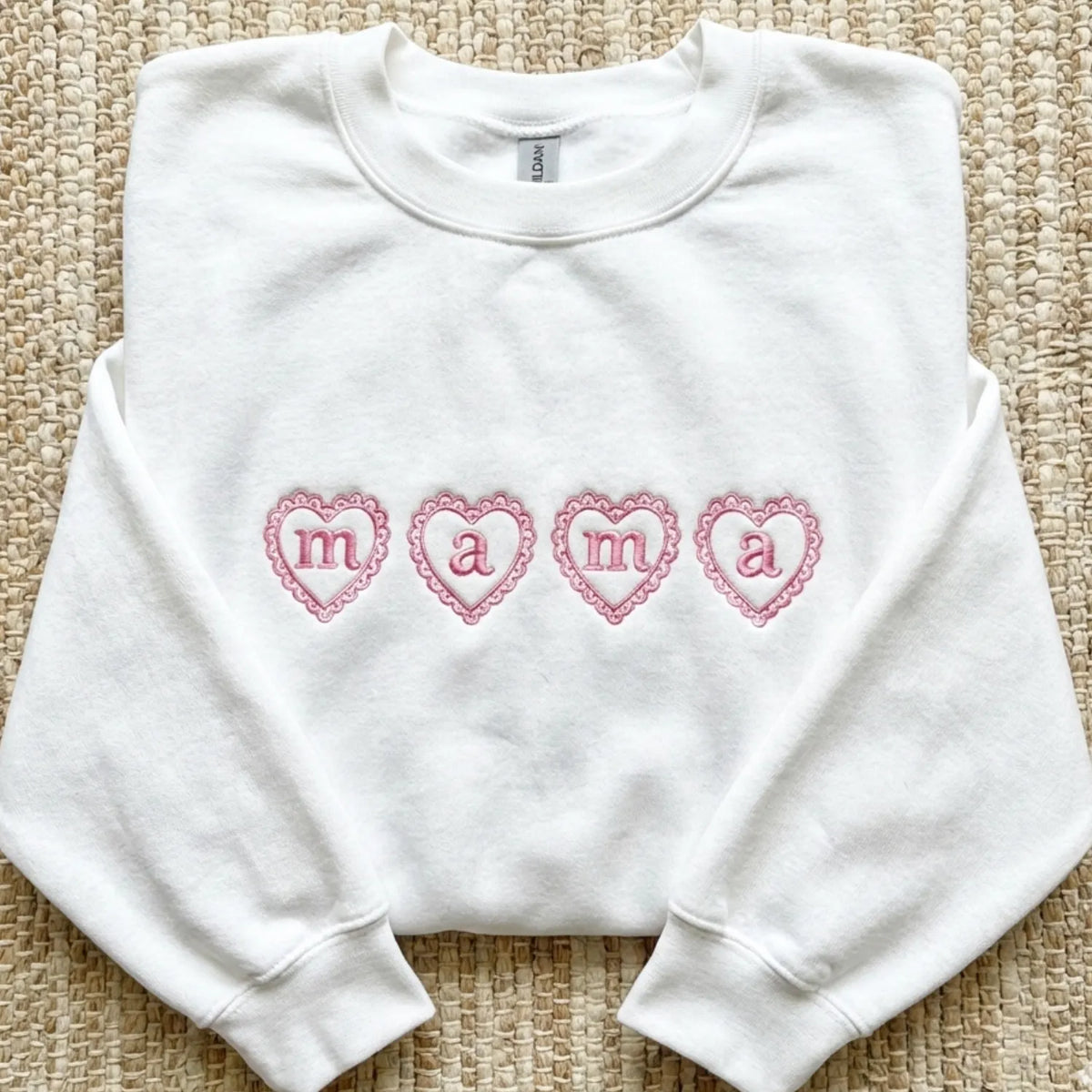 Embroidered Mama Heart Crewneck for Mom Valentine’s Day, Mother’s Day Gifts