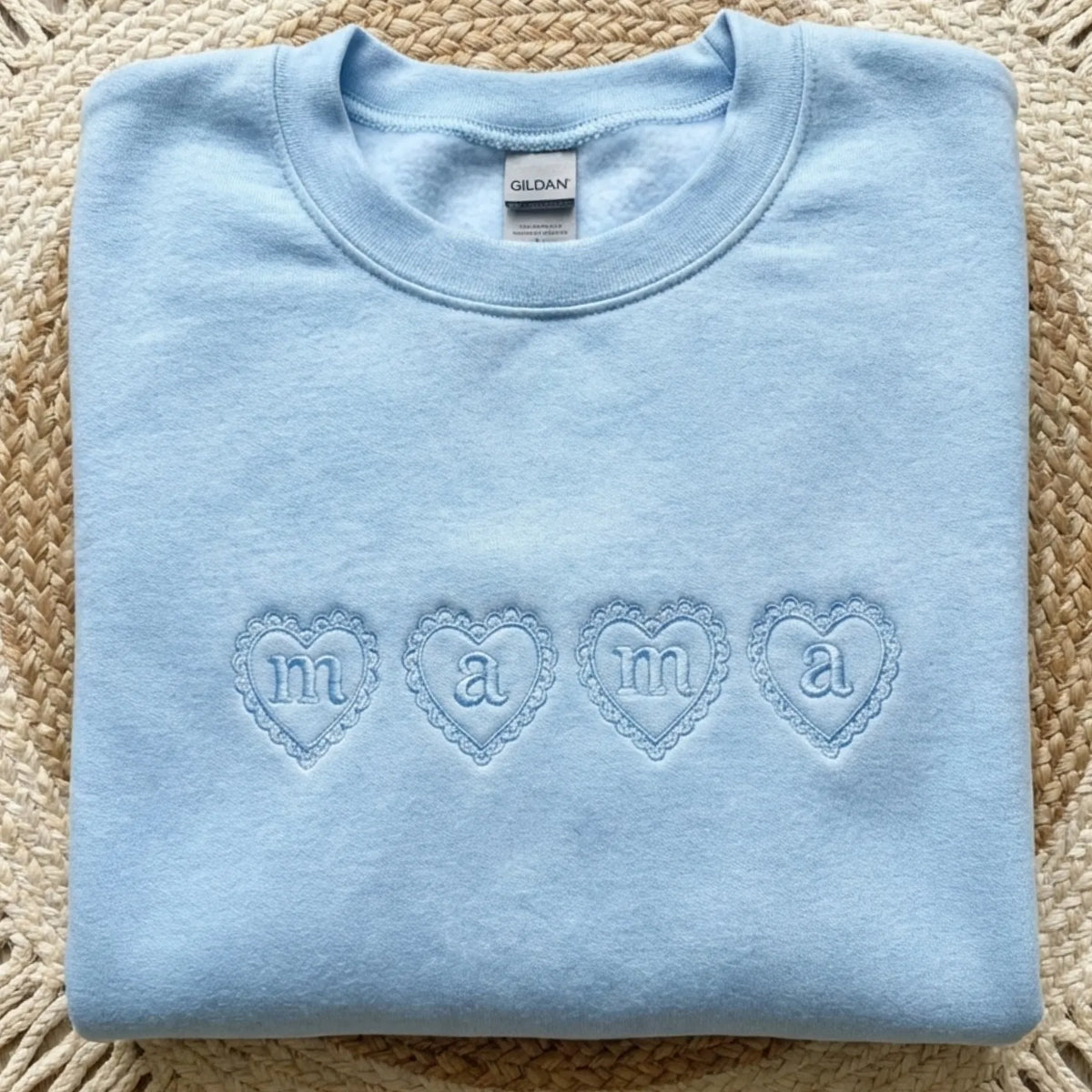 Embroidered Mama Heart Crewneck for Mom Valentine’s Day, Mother’s Day Gifts