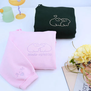 custom embroidered kissing frog couple hoodies valentine’s gift