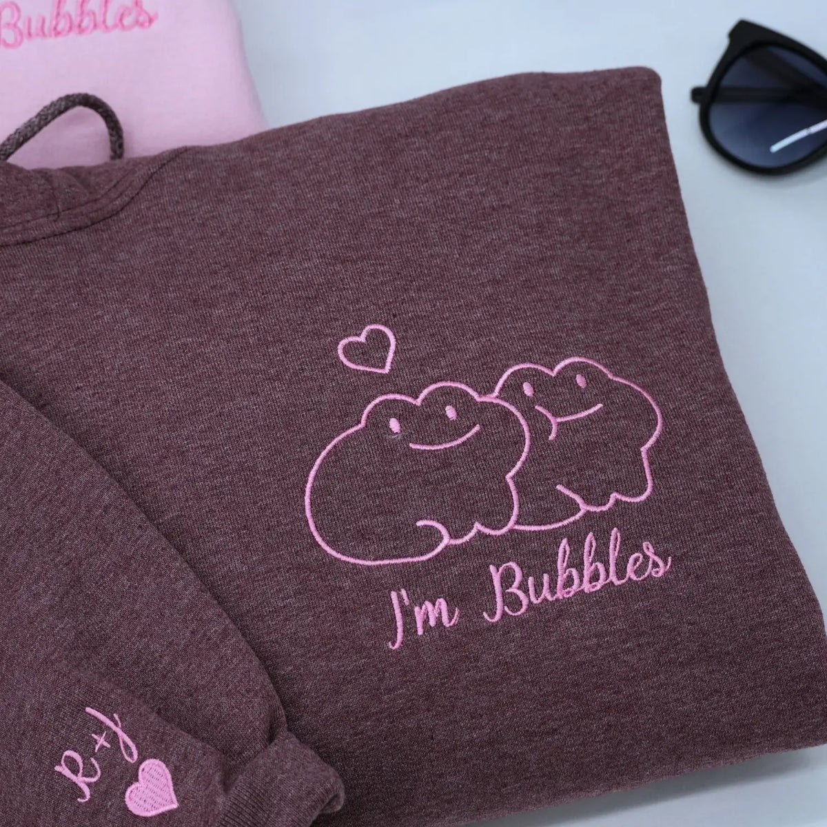 custom embroidered kissing frog couple hoodies valentine’s gift