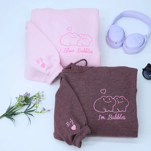 custom embroidered kissing frog couple hoodies valentine’s gift