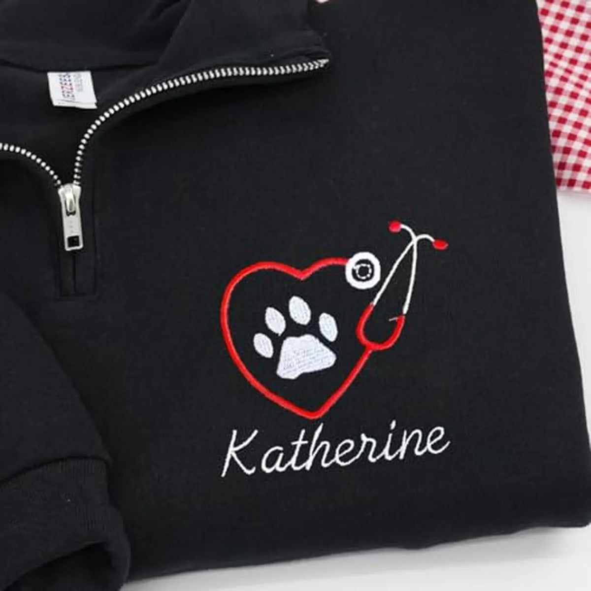 Personalized Paw Name Vet Tech Quarter Zip, Embroidered Gift for Veterinarians, Vet Week or Christmas