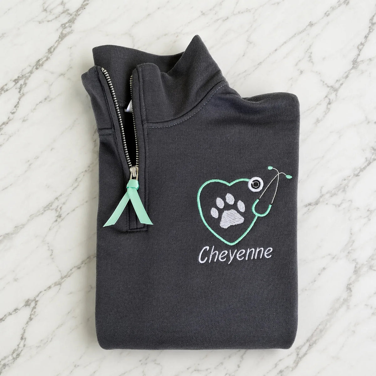 Personalized Paw Name Vet Tech Quarter Zip, Embroidered Gift for Veterinarians, Vet Week or Christmas
