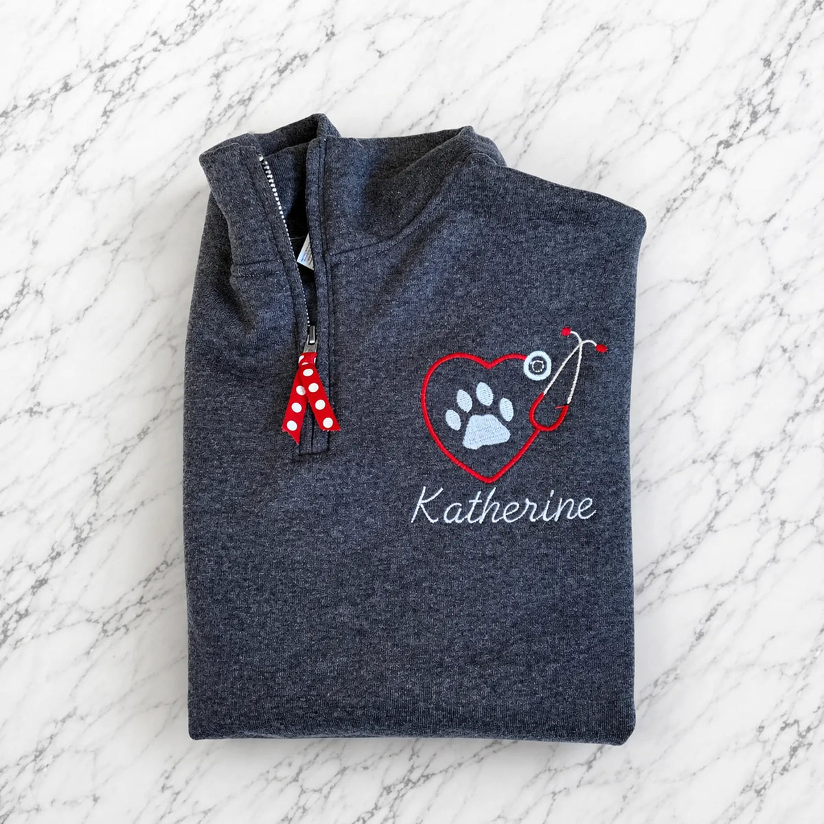 Personalized Paw Name Vet Tech Quarter Zip, Embroidered Gift for Veterinarians, Vet Week or Christmas
