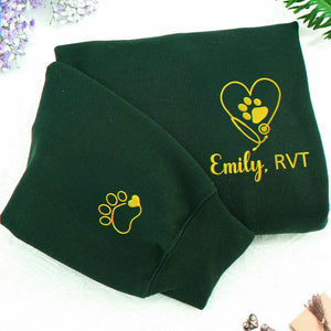 Personalized Vet Tech Name Sweatshirt, Embroidered Gift for Veterinary Staff