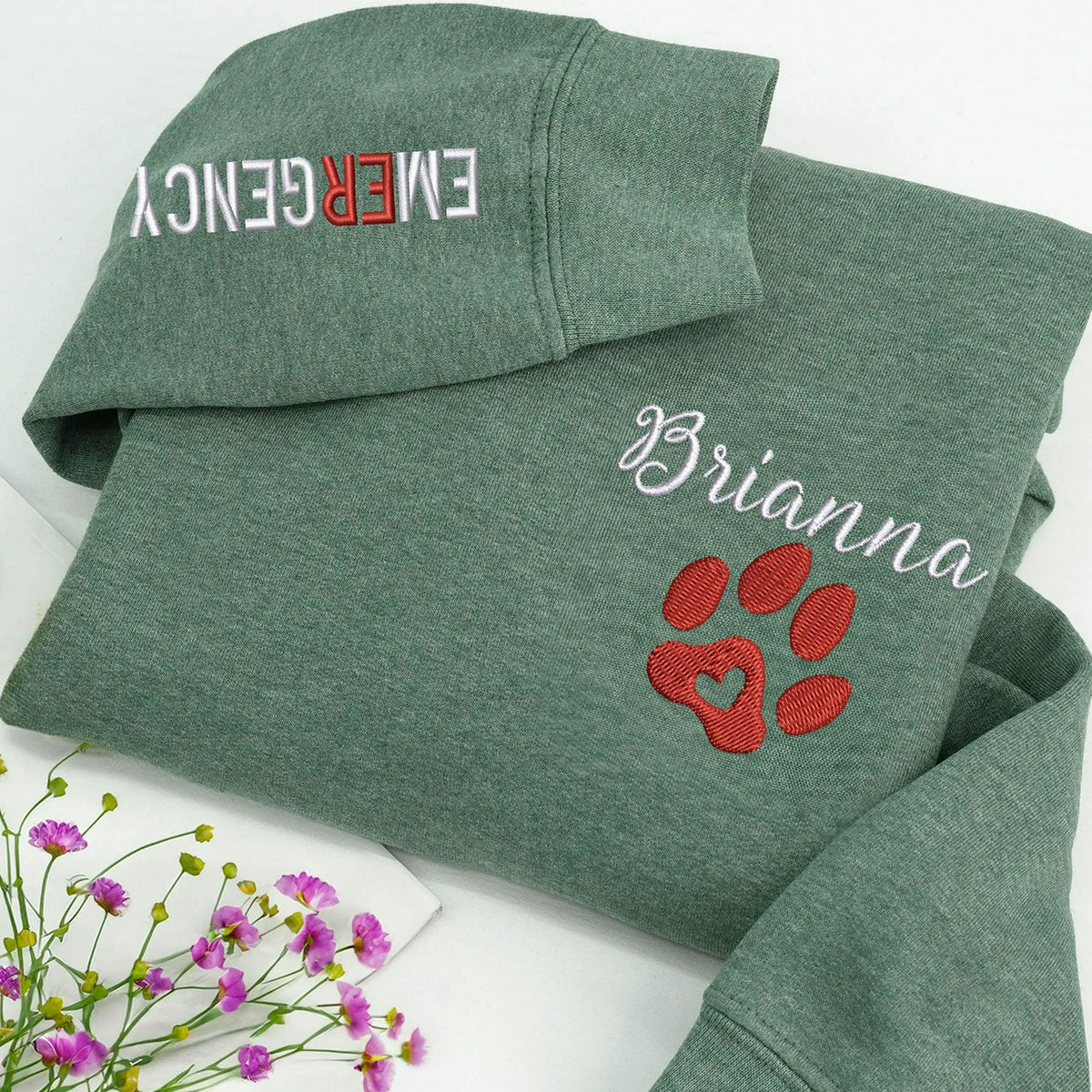 Heather Dark Green Vet tech Sweatshirt, gift for vet nursing