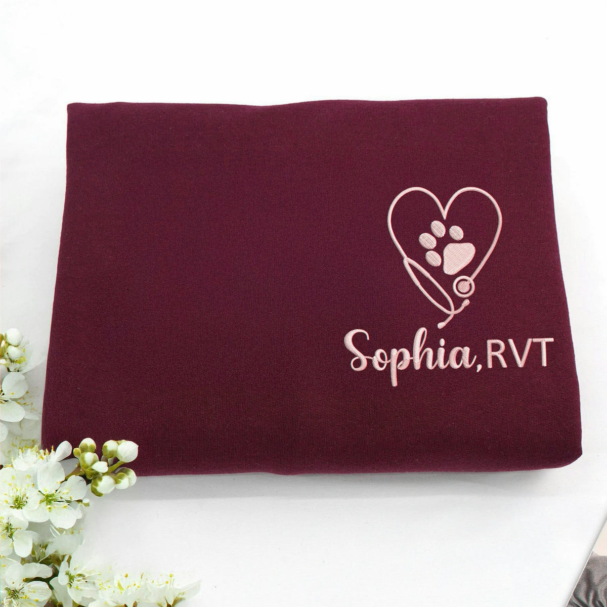 Personalized Vet Tech Name Sweatshirt, Embroidered Gift for Veterinary Staff