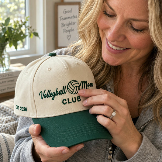 Embroidered Volleyball Mom Snapback Hat - Game Day Sports Mom Gift For Her - Custom Side Back Cap