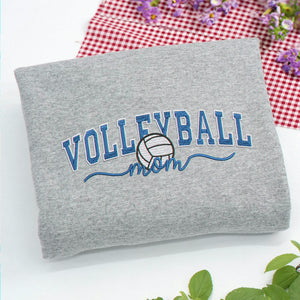 Embroidered Volleyball Mom Sweatshirt - Personalized Name Sleeve