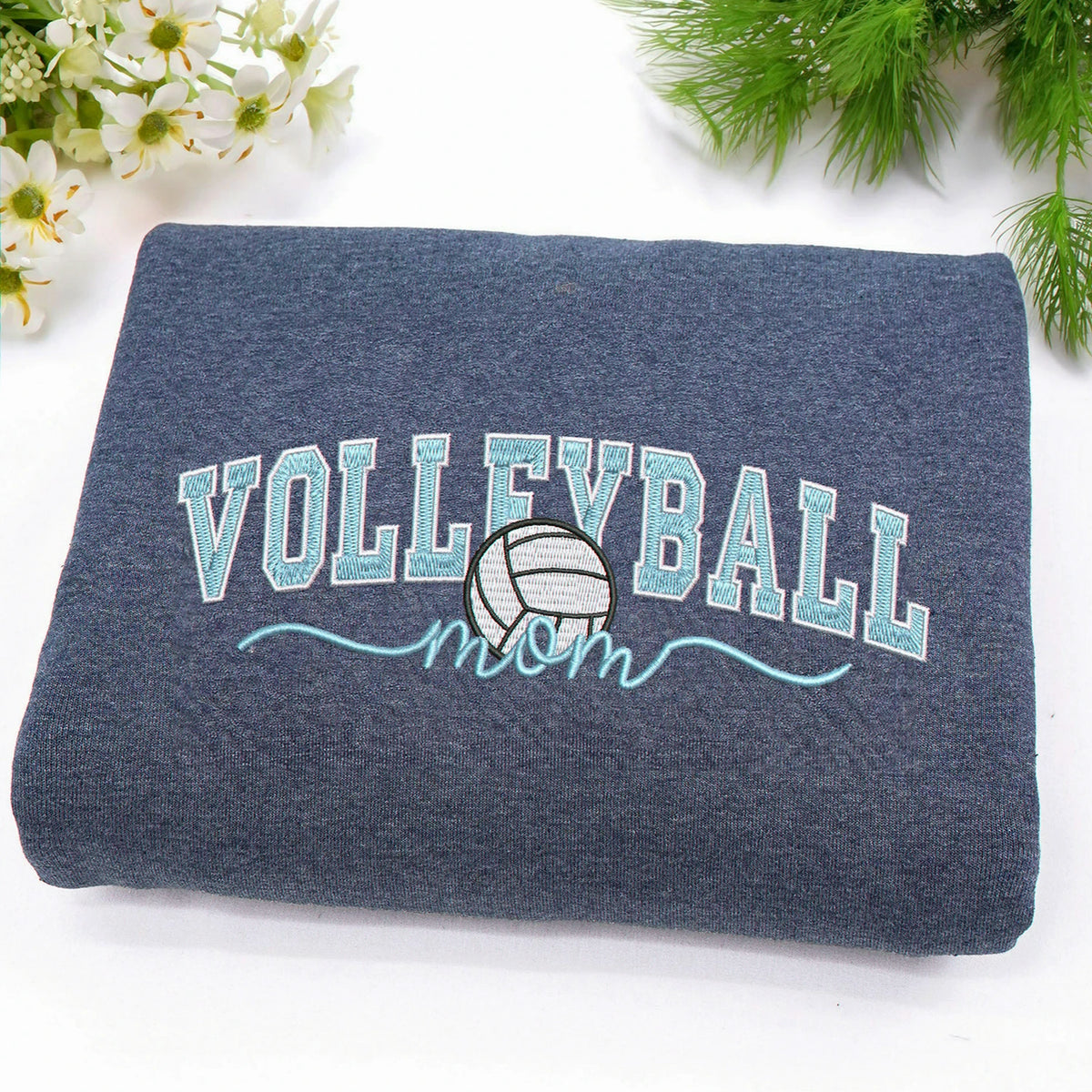 Embroidered Volleyball Mom Sweatshirt - Personalized Name Sleeve