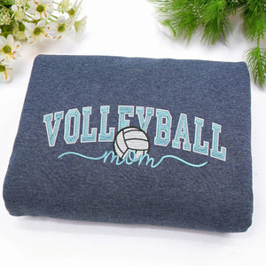 Embroidered Volleyball Mom Sweatshirt - Personalized Name Sleeve