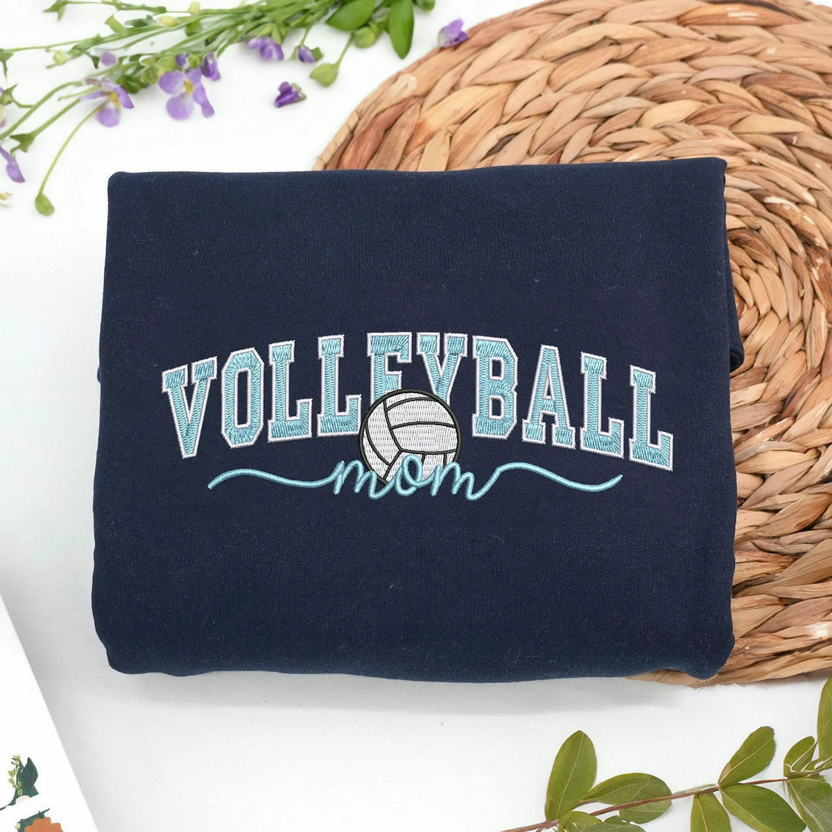 Embroidered Volleyball Mom Sweatshirt - Personalized Name Sleeve