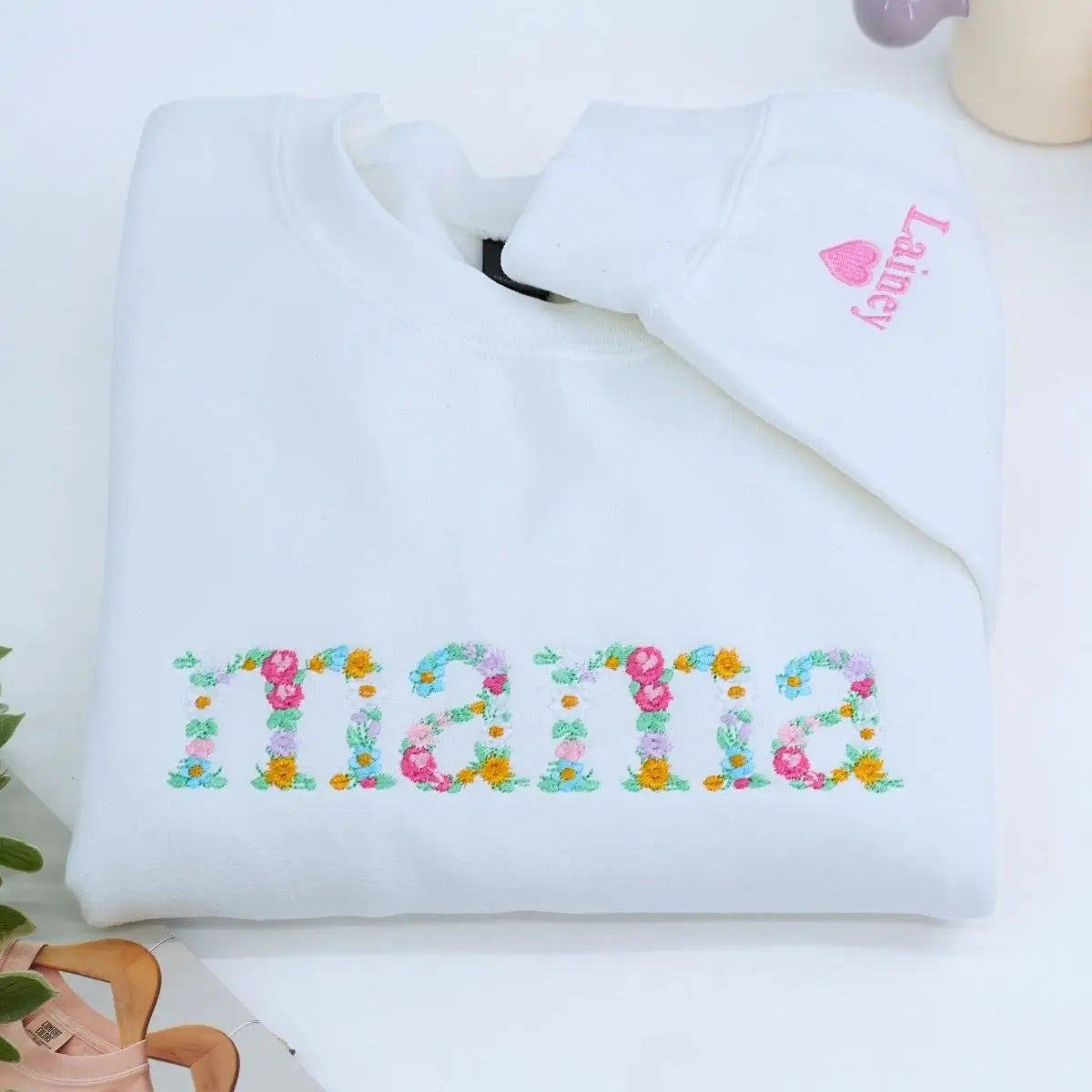 Mama Floral Hoodie or Sweatshirt with Custom Embroidered Kids Name On Mama Floral Hoodie or Sweatshirt with Custom Embroidered Kids Name On