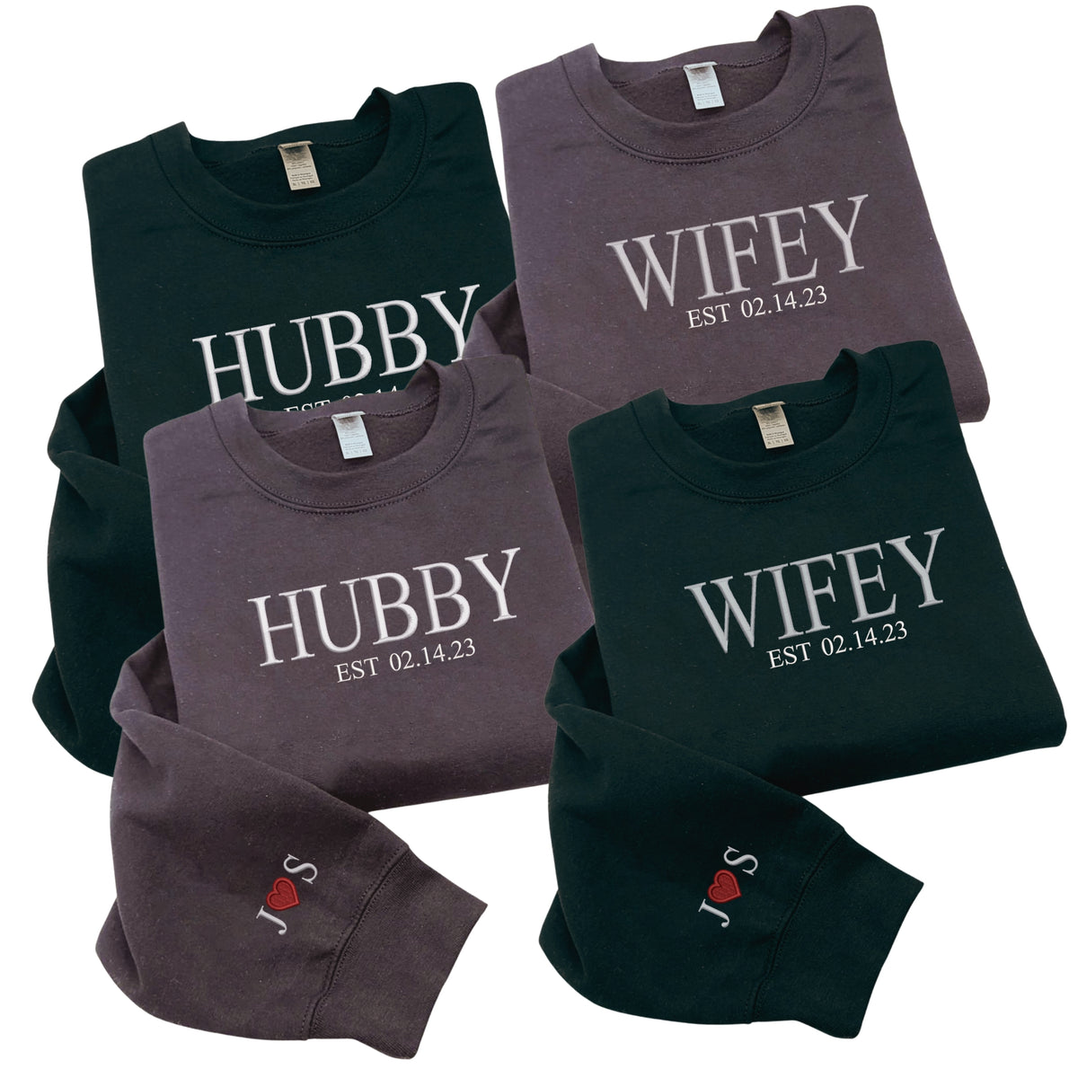 Customized Wifey and Hubby Sweatshirts, Bridal Couple Pullover, Person