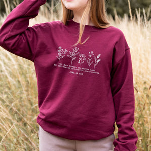 Embroidered Wild Flowers Bible Verse Sweatshirt or Hoodie