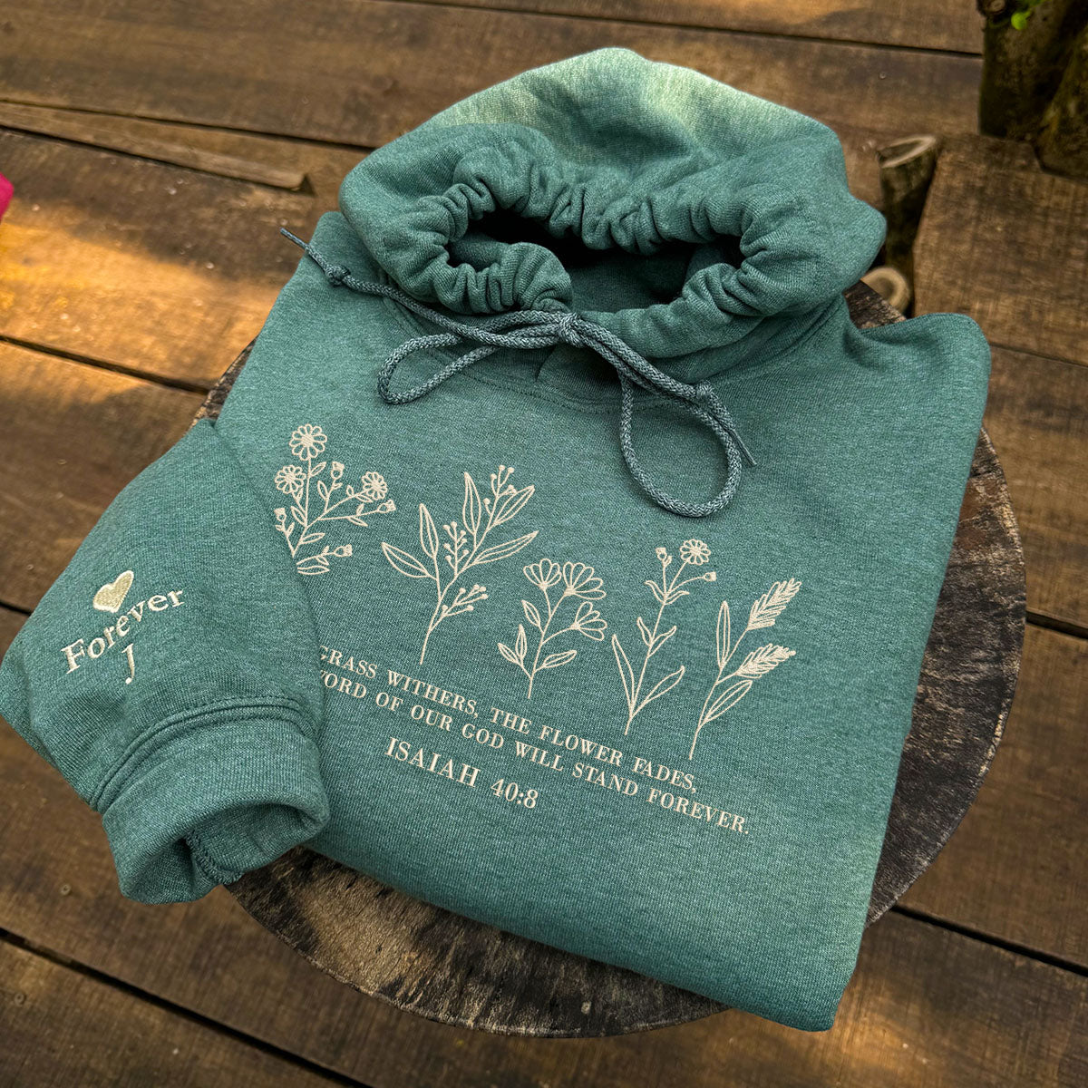 Embroidered Wild Flowers Bible Verse Sweatshirt or Hoodie