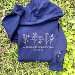 Embroidered Wild Flowers Bible Verse Sweatshirt or Hoodie